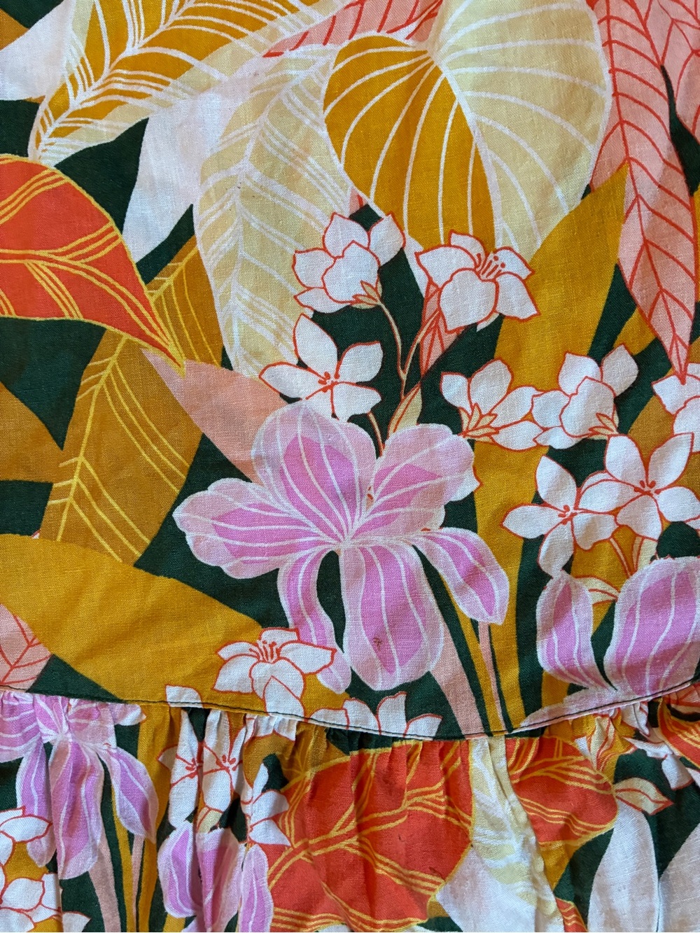 NWT Aerie Skirt & Top Set Floral Wrap Orange/Pink Size XXL Linen Blend Tropical - Picture 7 of 11
